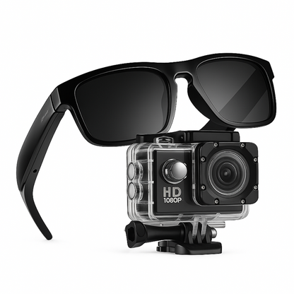 CÁMARA DEPORTIVA + GAFAS CON PARLANTE BLUETOOTH®